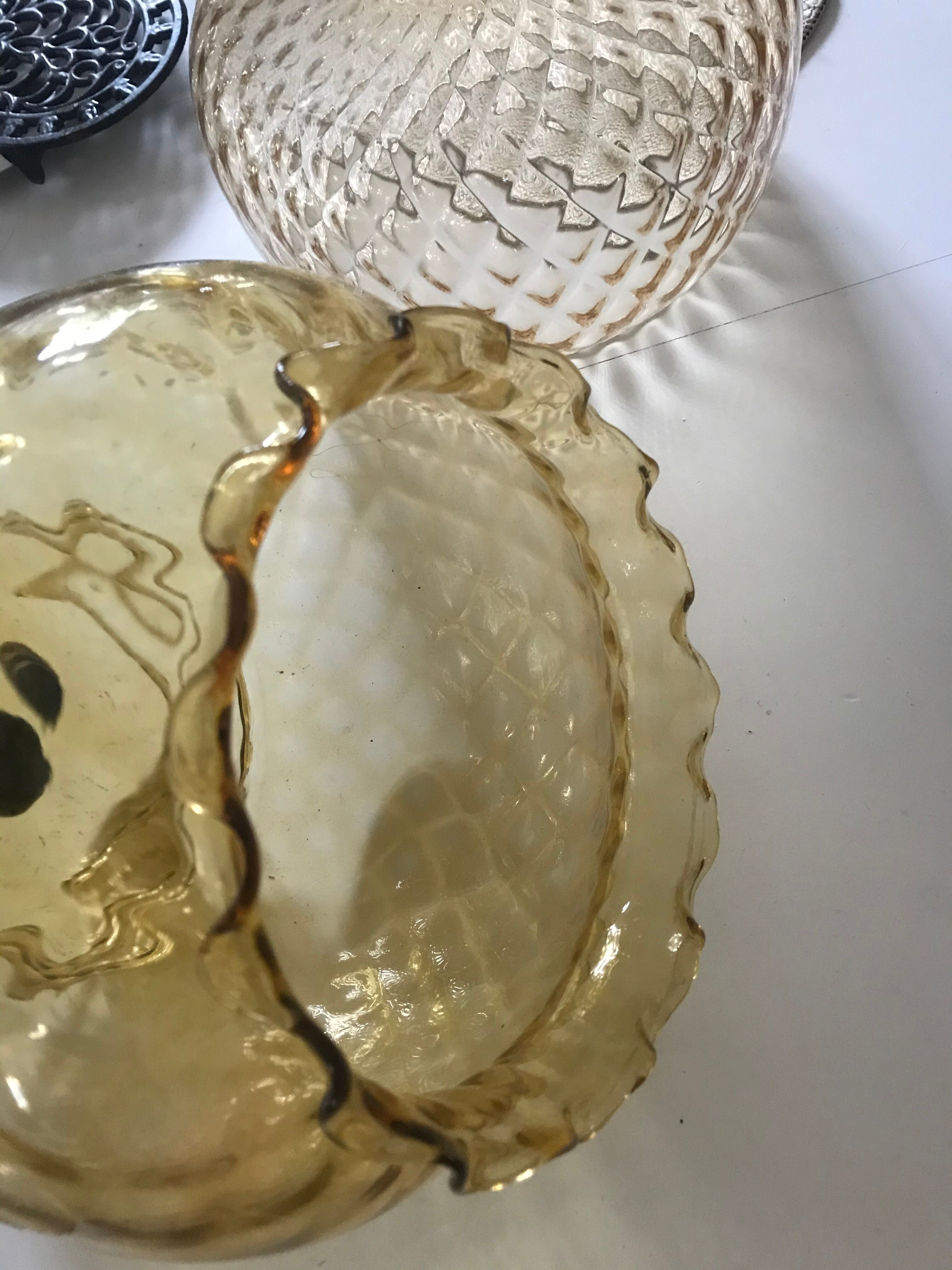 Vintage amber glass suspension