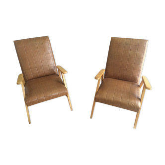 Pair of armchairs in skai