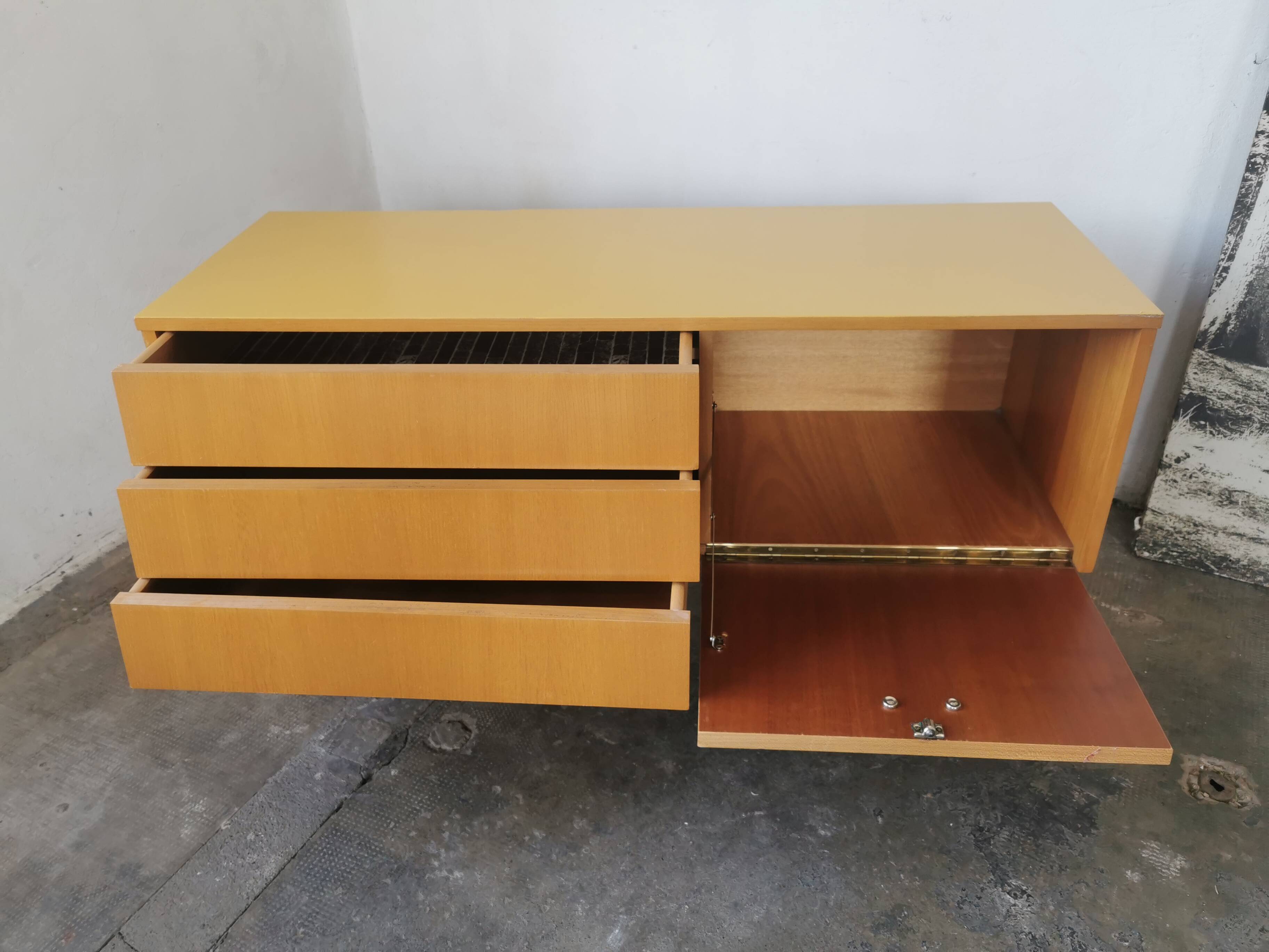Small vintage blond wood sideboard