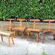 Set of four brutalist chairs and a bench, France, 1960s