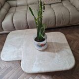 Pair of travertine nesting tables