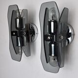 Pair of black Veca wall lamps, murano glass, Italy, 1960