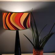 black lace-up foot lamp design and vintage printed lampshade