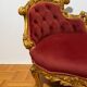 Louis XV bench in red velvet and carved beech wood with gilt decoration