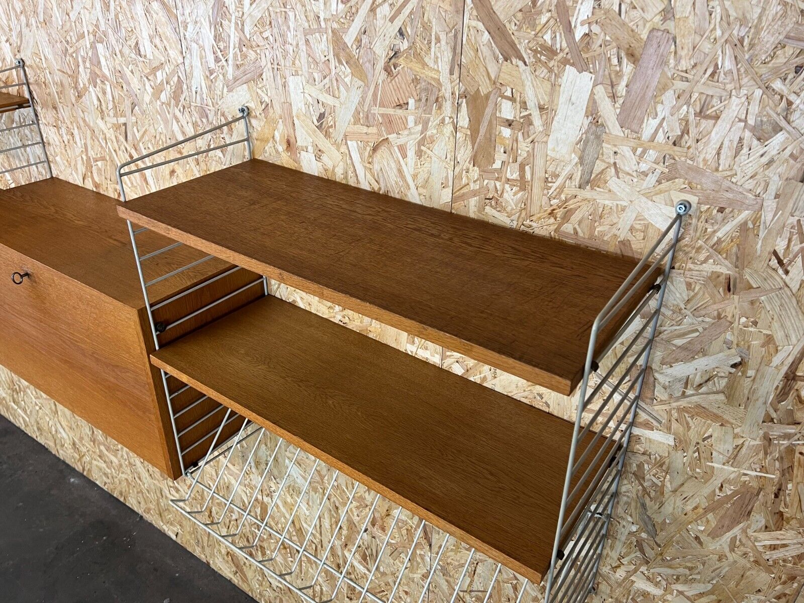 60's 70's oak string shelf module by Kajsa & Nils "Nisse" Strinning Sweden