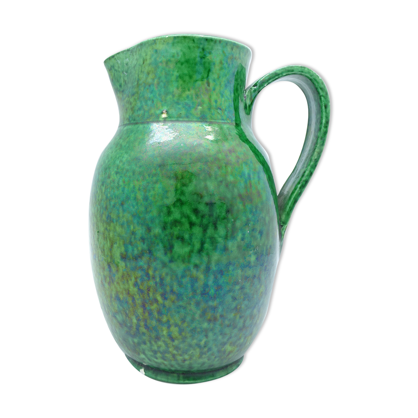 Green ceramic pitcher vase