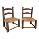 Duo de chaises de cheminée en bois et paille
