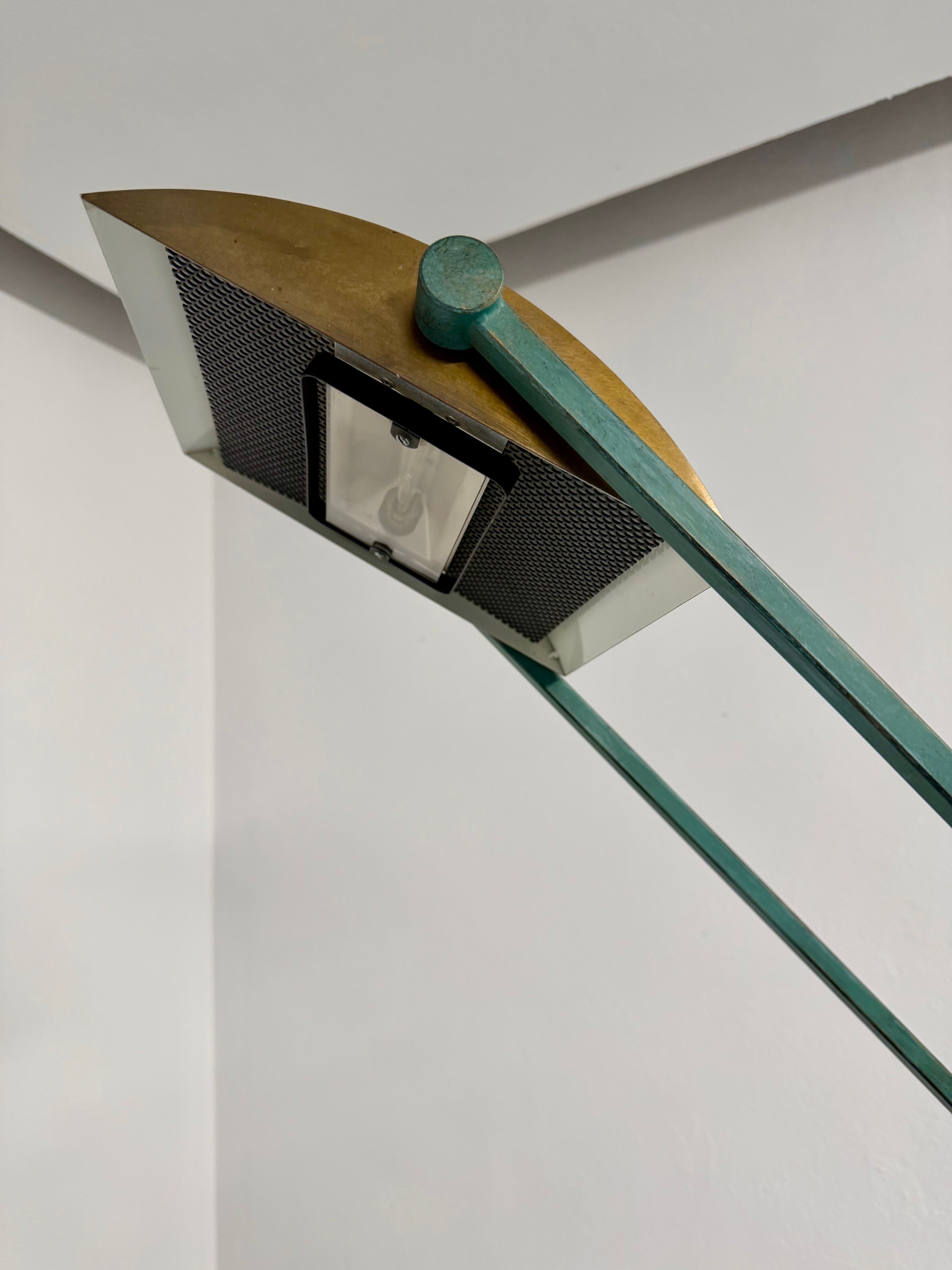 Postmodernist 1980s vintage metal halogen lamp