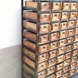 Metal cabinet with wooden drawers