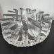 Large glass candle holder in iceberg brutalist style.