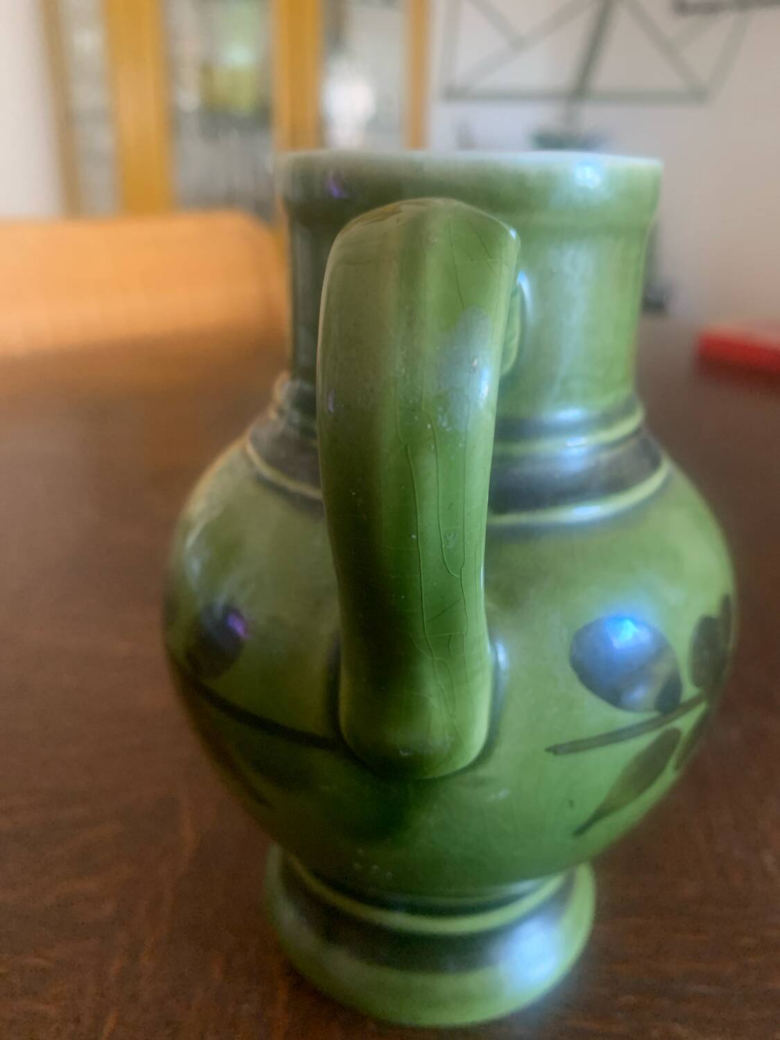 Green ceramic jug