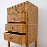 Vintage Bamboo And Rattan Chest Of Drawers - 1960s