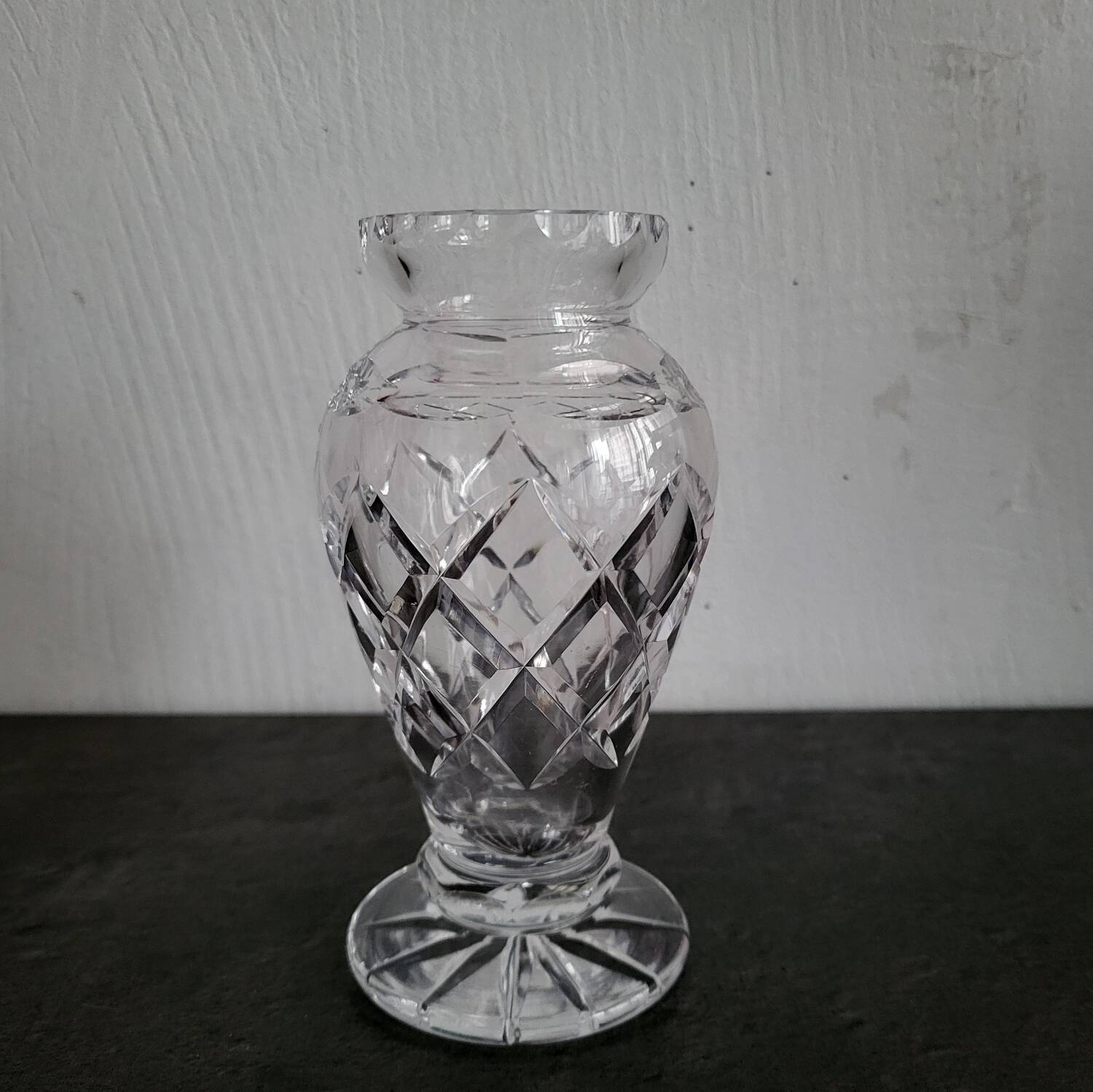Vintage Bohemian crystal vase in excellent condition.
