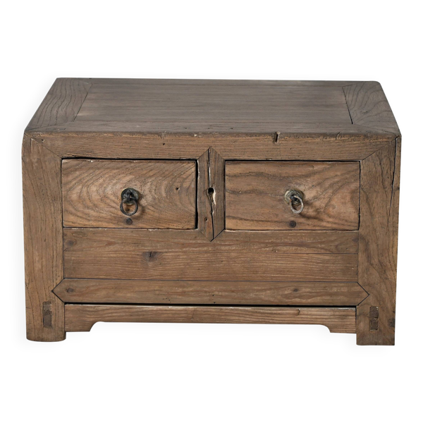 Haibei - Table de chevet chinoise en orme ancien n°2