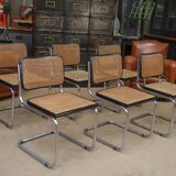 Set of 6 model b32 cesca marcel breuer chairs, italy 1970s
