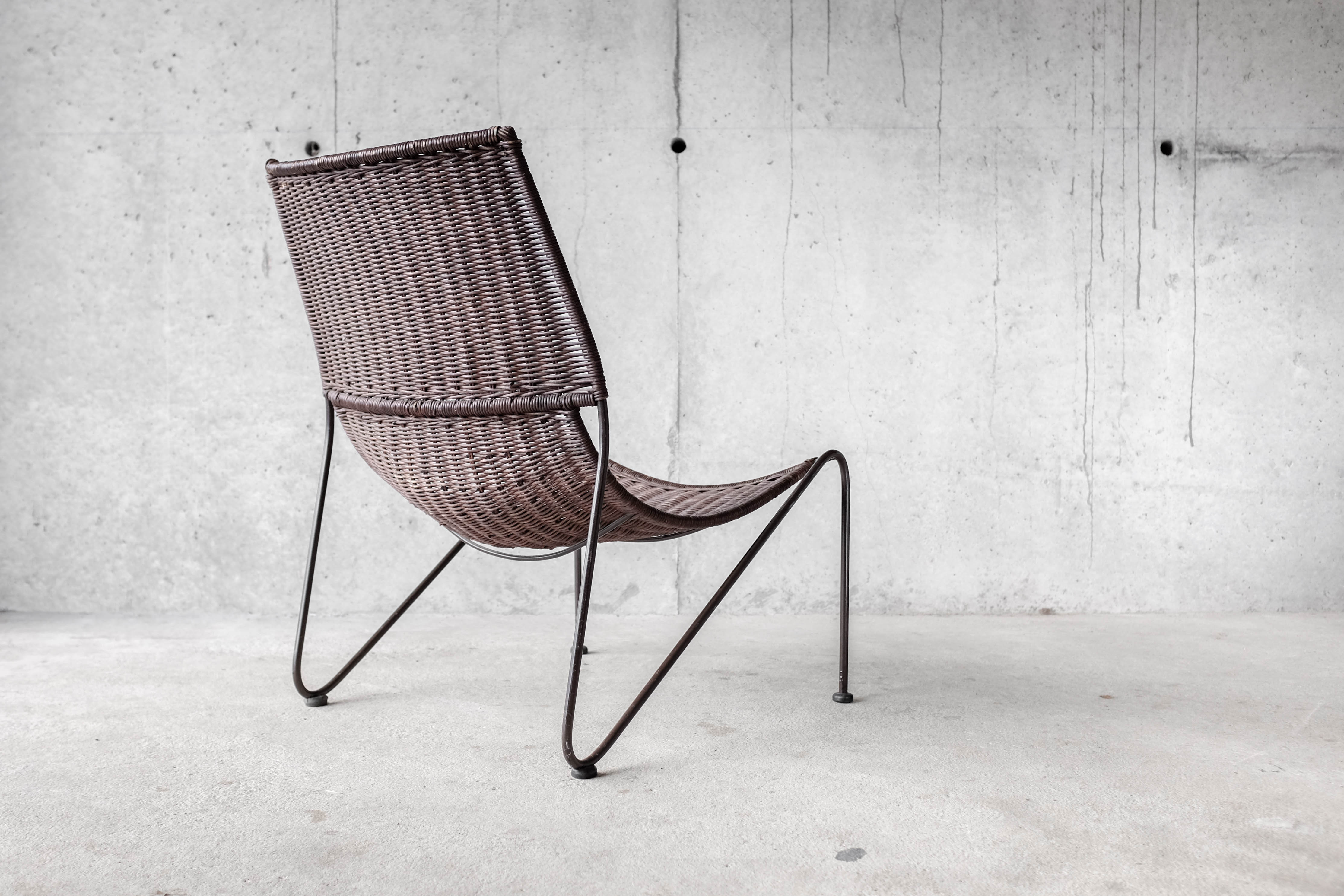 Frederick Weinberg USA rattan armchair and metal structure, 1950