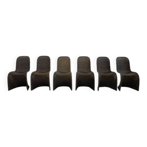 6 chaises ‘S en rotin