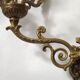Pair Early 20th Century Rococo Revival Brass 5 Light Candle Wall Sconces
