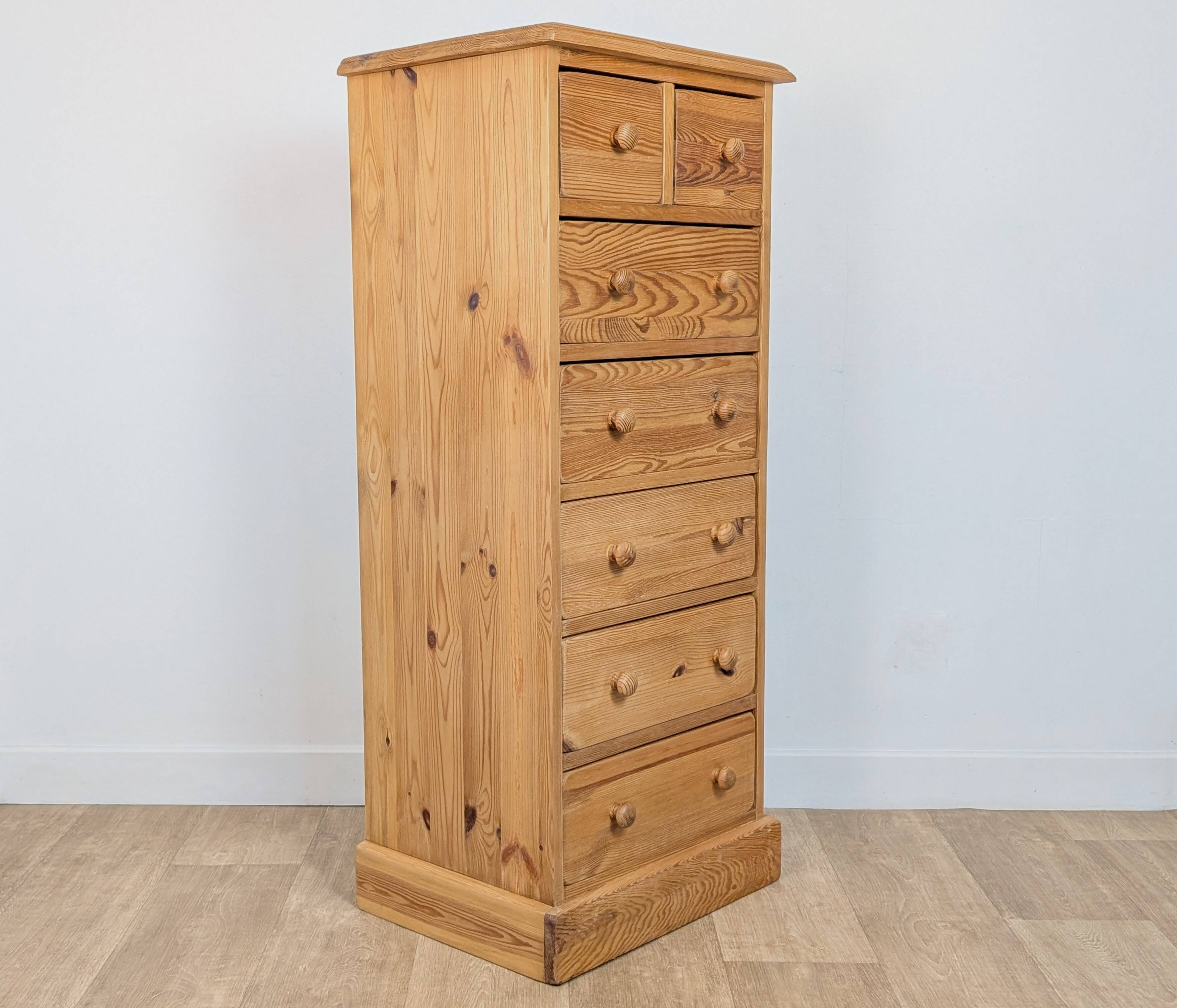 Pine chiffonier chest of drawers with 7 drawers