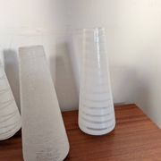 Trio of conical satin glass tulips, 1960s