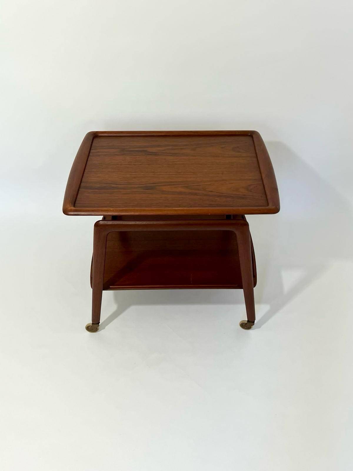 Scandinavian teak trolley on wheels, Arne Hovmand for Mogens Kold