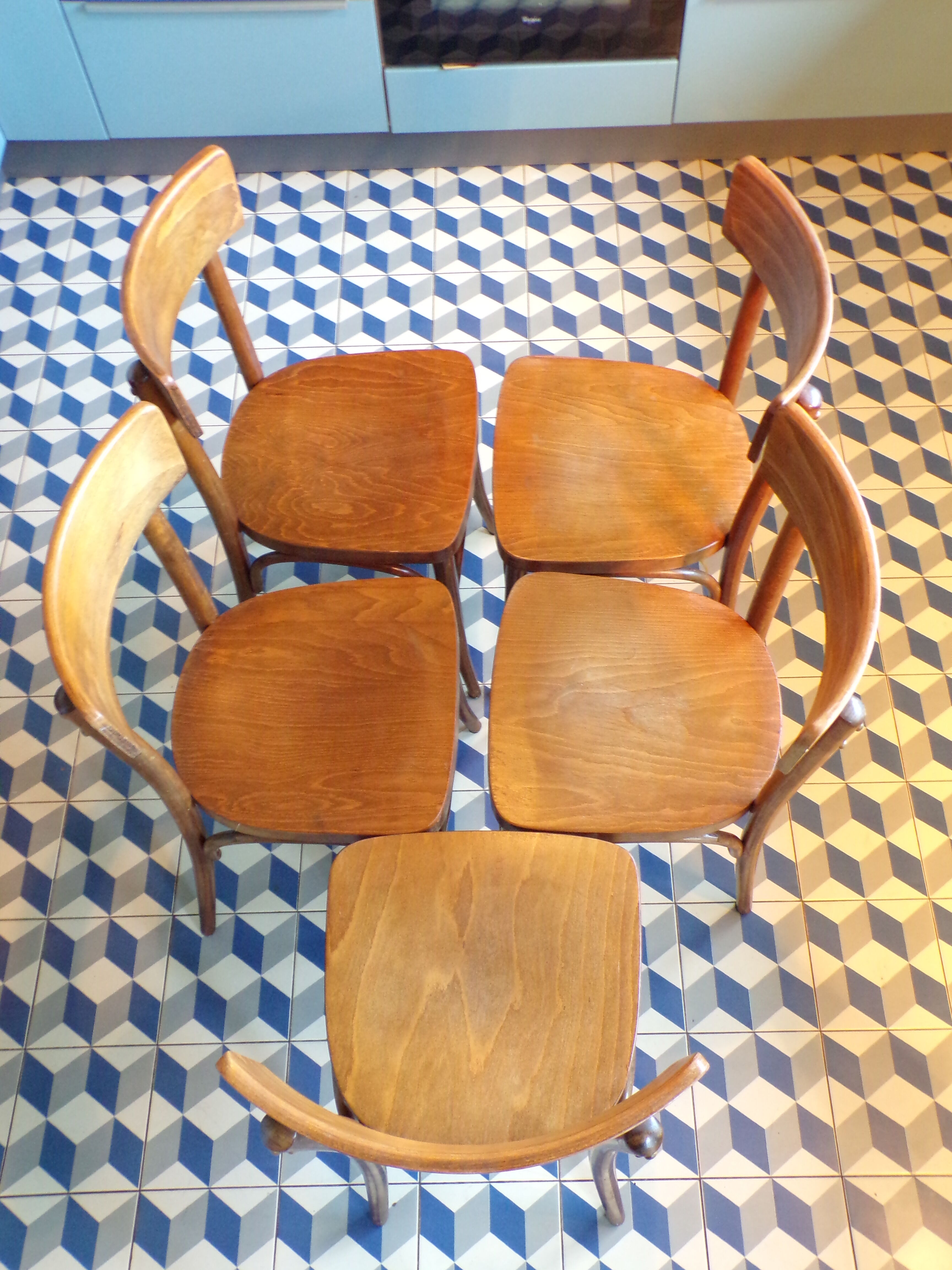 Suite 5 chairs of bistro curved wood