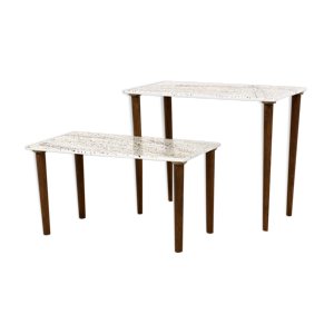 Set de 2 tables en émail, Suède,