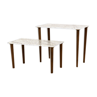 Set of 2 enamel tables, Sweden, 1960