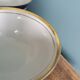 5 Uzbekistan porcelain tea bowls or cups, cobalt and gold decor