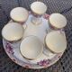 PLATTER AND ITS 6 PORCELAIN COQUETIERS WITH FLORAL DECOR TABLE ART