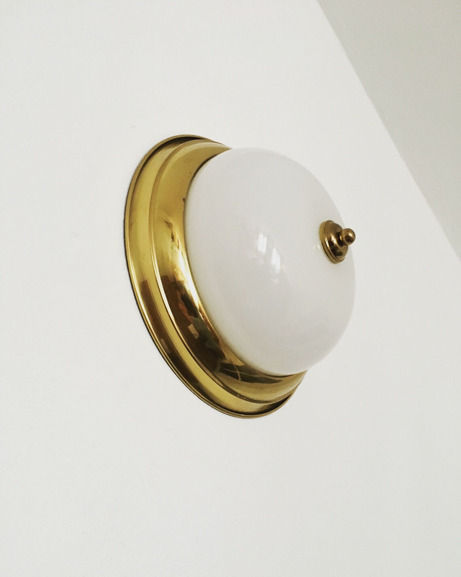 Brass and glass wall lamp or flush light