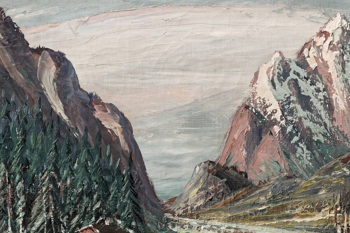 Oil on canvas, mountain landscape, signed Kaj Brandstrup.