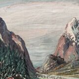 Oil on canvas, mountain landscape, signed Kaj Brandstrup.