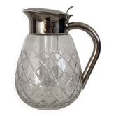 Cut glass and silver-plated metal ice carafe