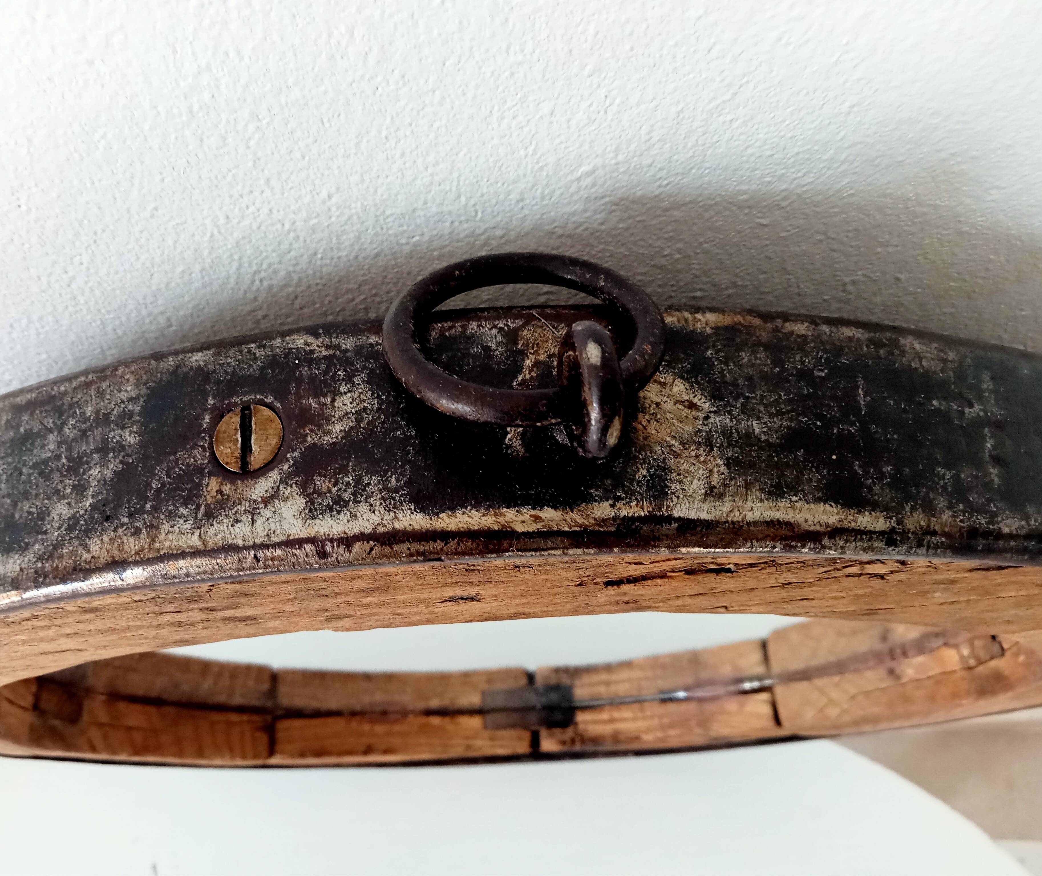 Miroir ancien brutaliste en fer forgé DLG Jean Touret