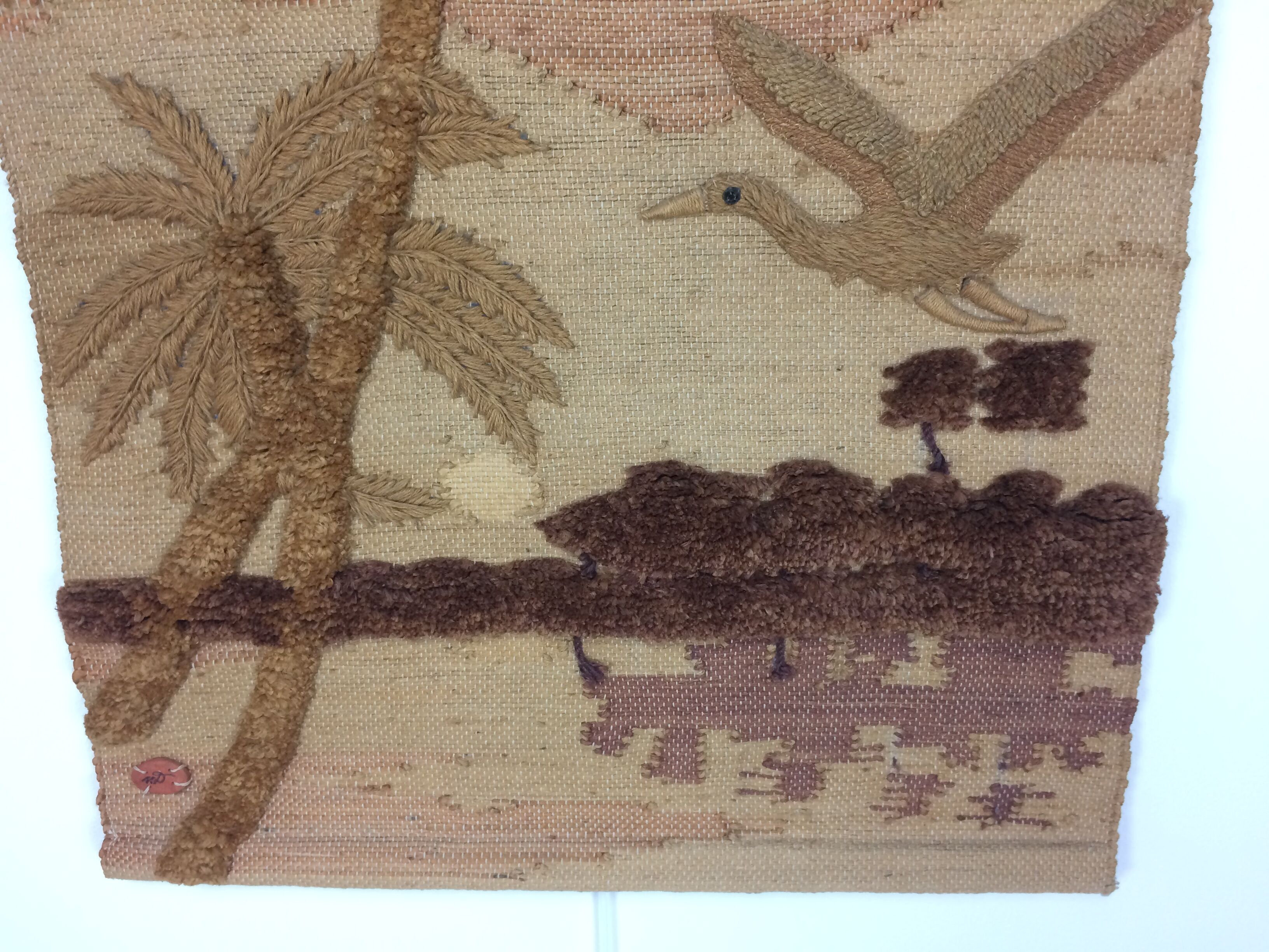 70's jute tapestry with palm trees jungle
