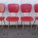 4 vintage Lafargue kitchen chairs in faux leather and chrome