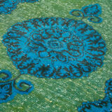 Handmade vintage turkish 1980s 188 cm x 320 cm blue rug