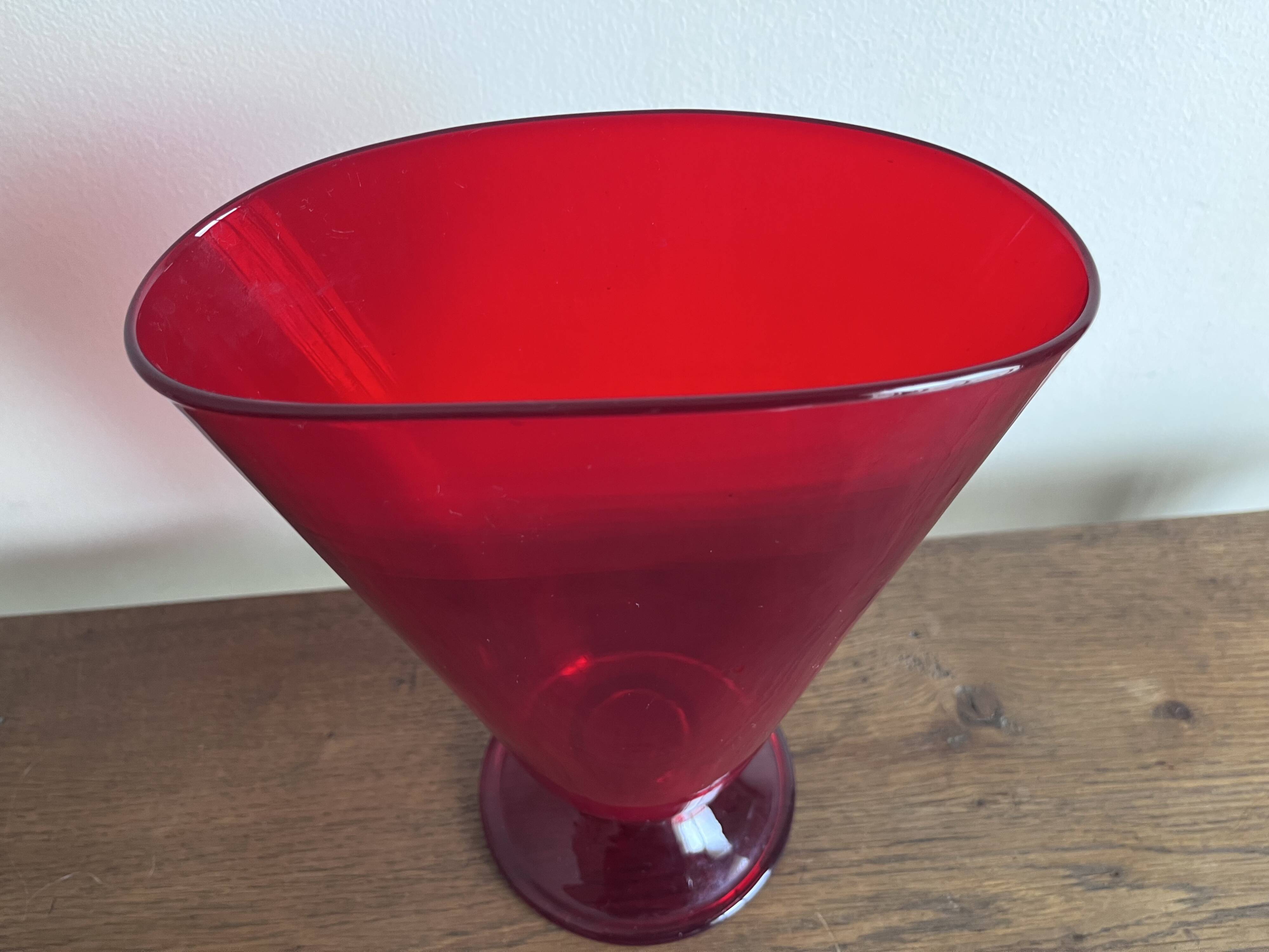 Vase éventail Empoli rouge 1950 XL