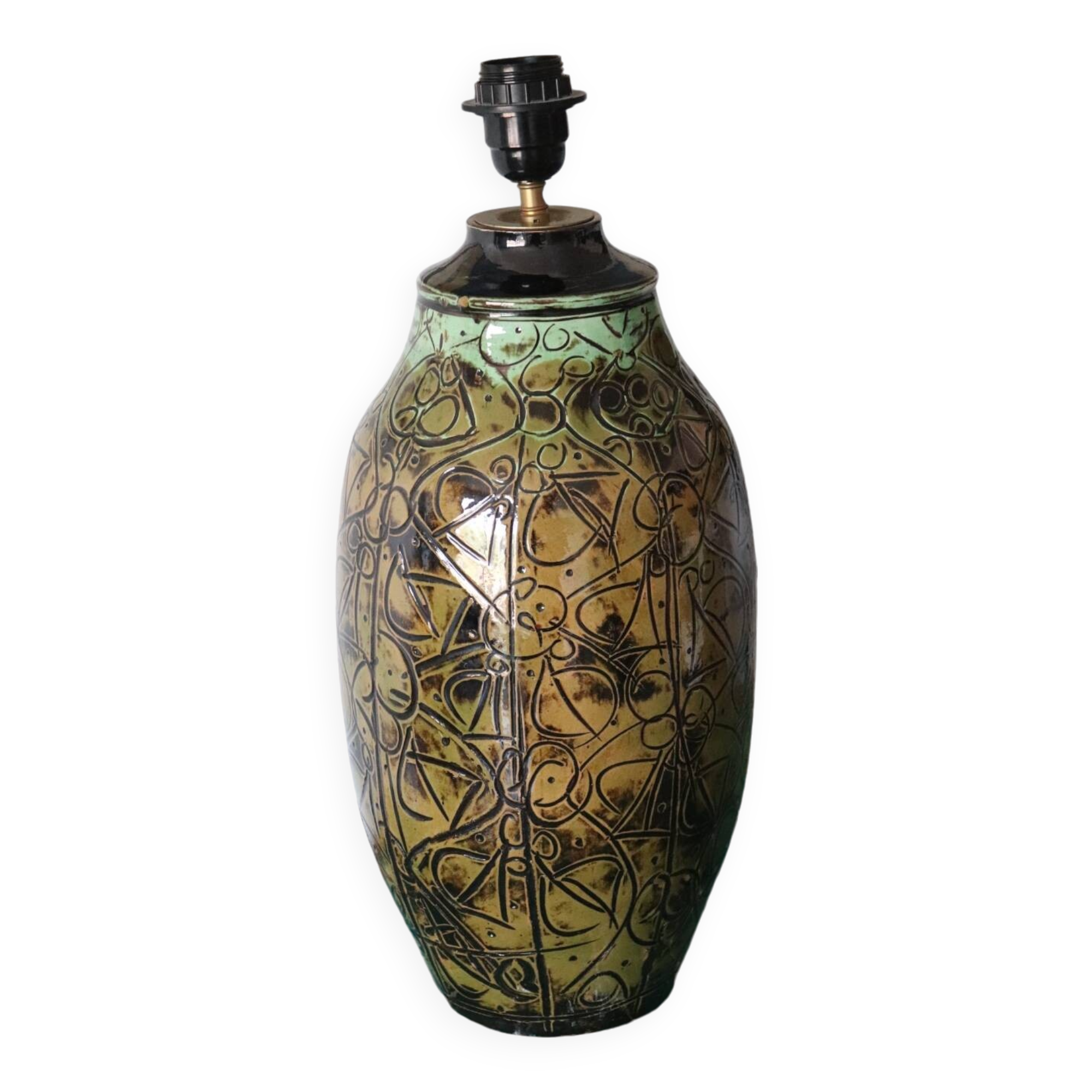 Handmade ceramic lamp signed