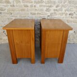 Paire de tables de chevet en orme, années 70-80