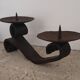 Brutalist wrought iron hand candlesticks