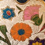 Vintage Enamelled Brass Fruit Bowl – Floral Centrepiece with Edge Fe