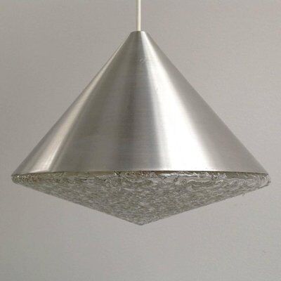 Set of 3 mid-century glass cone-shaped chandeliers, 1970s