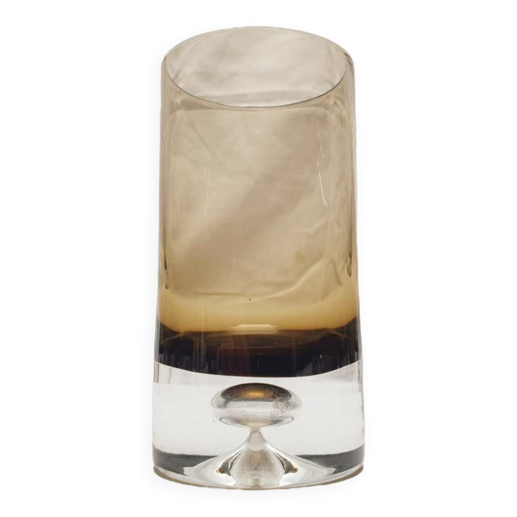 8 water glasses in smoked glass with pierre schneider inclusion 70's