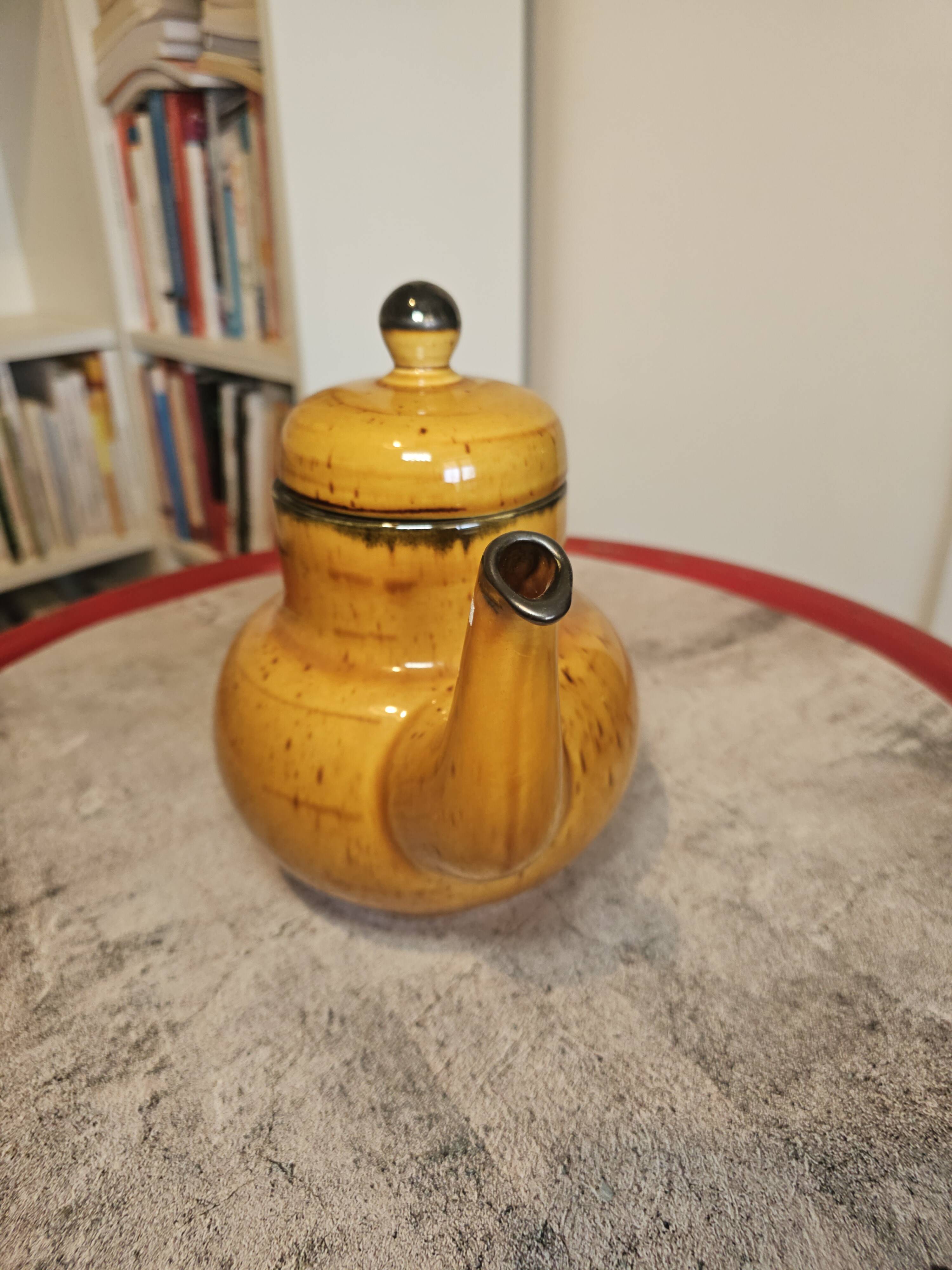 Vintage orange porcelain coffee pot by Boch, model Palma.