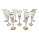 Set of 9 Saint-Louis crystal champagne flutes – Lozère model