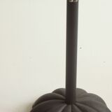 Postmodern cast iron flower base adjustable round side tables, blue and green, 1980s.