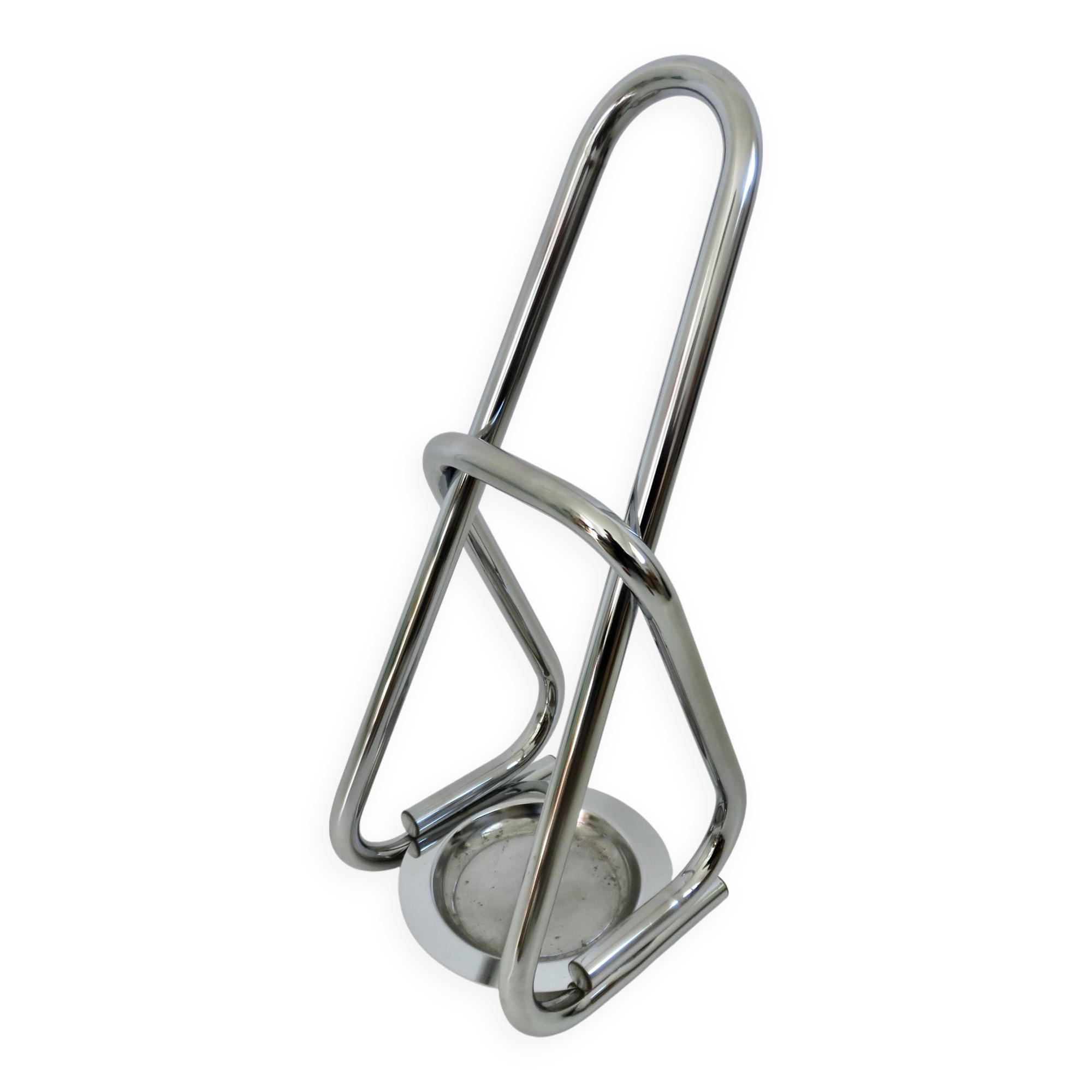 Chrome metal umbrella stand, space age, modernist, futuristic, 70's