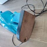 Lampe chouette en faïence craquelée turquoise